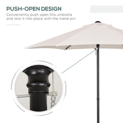 6.6FT Patio Umbrella, Outdoor Parasol with 6 Solid Ribs, Cream White