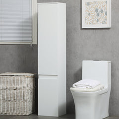 Tall Bathroom Cabinet, Freestanding Storage Organizer with Adjustable Shelves and Cupboards, 11.8" x 11" x 6", White