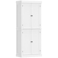 72.5" Freestanding Kitchen Pantry Cabinet with 4 Doors, White