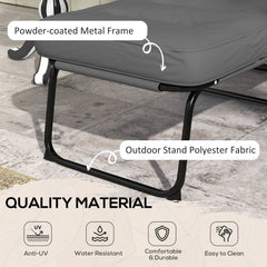 Outdoor Lounge Chair with Padded Cushion, Folding Reclining Patio Garden Chair with Recline Back, Footrest, for Poolside, Patio, Blue