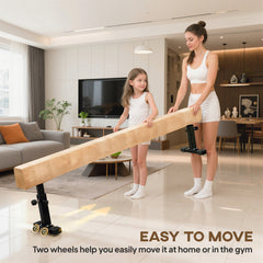 7.5ft Adjustable Balance Beam, Gymnastics Beam with Wheels, Gymnastics Equipment for 6+ Years Old Training