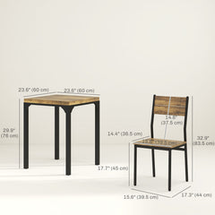 Dining Table Set for 2, 3 Piece Kitchen Table and Chairs with Metal Legs for Small Spaces, Natural Wood