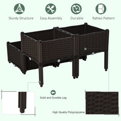 1 Piece Raised Garden Bed PP Raised Flower Bed Vegetable Herb Grow Box Stand Brown