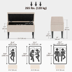 Modern Storage Bench, Ottoman with Storage and Lamb's Wool Upholstery for Living Room, Bedroom, Black