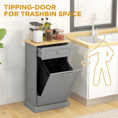 Kitchen Tilt Out Trash Bin Cabinet, Free Standing Recycling Cabinet, Trash Can Holder with Drawer, White