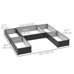 Steel Raised Garden Bed, Set of 5 Large Box Planters for Outdoor Plants Vegetables Flowers Herbs, 8x8x1ft, Black