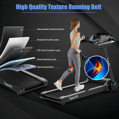 2.25HP Folding Treadmill Running Jogging Machine with APP heart rate bluetooth