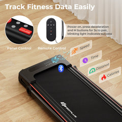 3-in-1 Folding Treadmill with Large Desk and LCD Display-Black