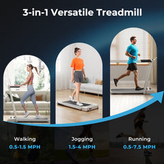 2.25HP 3-in-1 Folding Treadmill with Table Speaker Remote Control-White