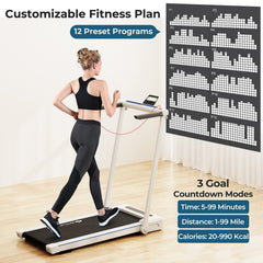 2.25HP 3-in-1 Folding Treadmill with Table Speaker Remote Control-White