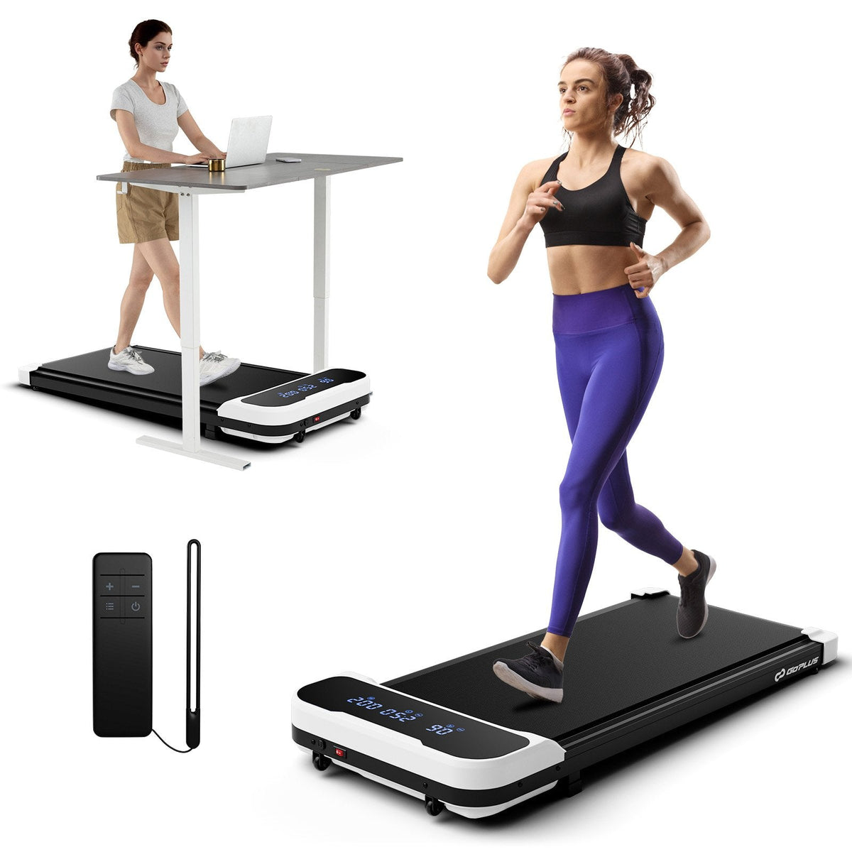 2.5HP Under Desk Treadmill with Remote Control and 3 Countdown Modes-White