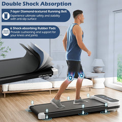 2.5HP Under Desk Treadmill with Remote Control and 3 Countdown Modes-White