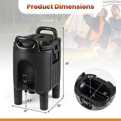 2.6 Gal Insulated Beverage Dispenser with Handles and Two-Stage Faucet-Black