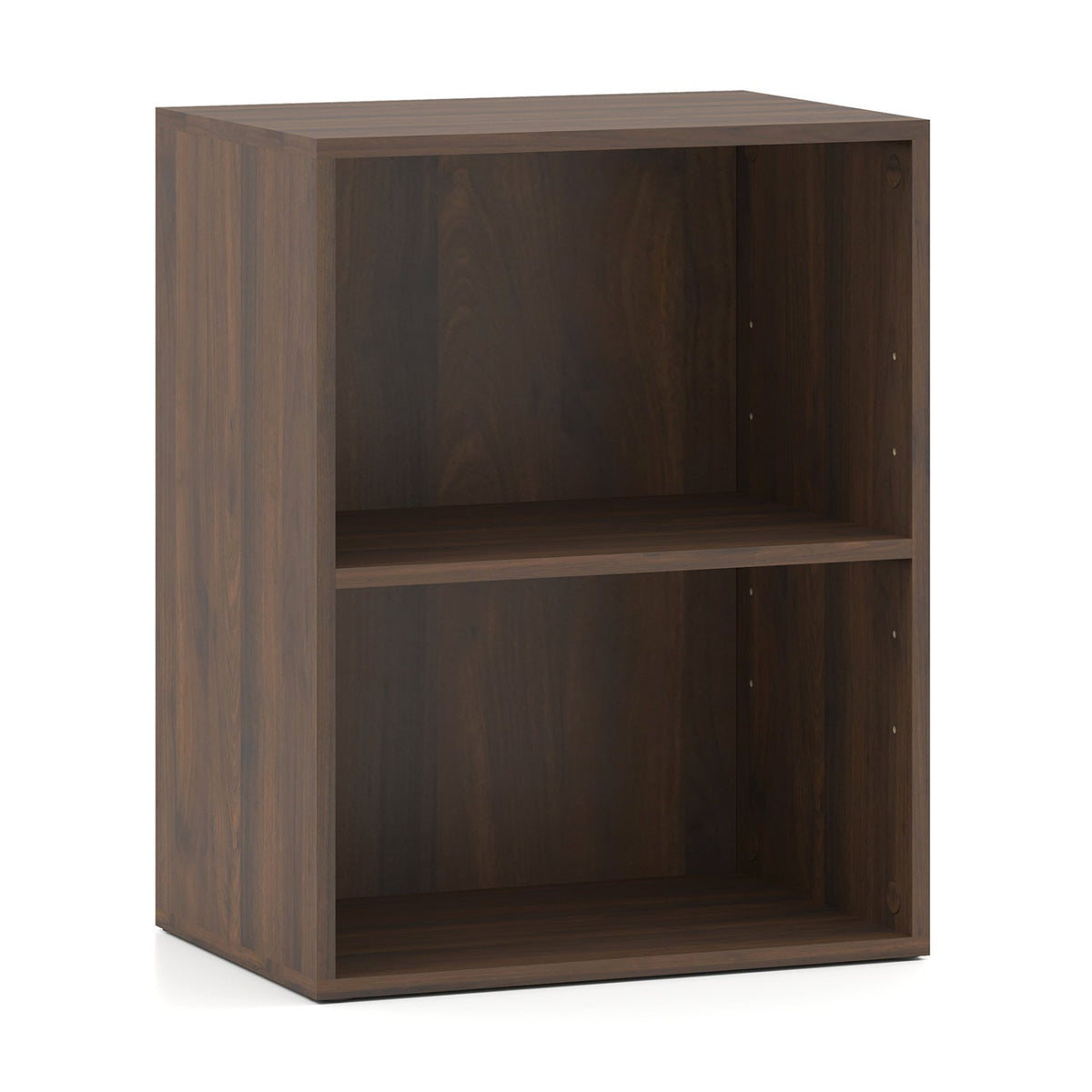 2-Cube Bookcase Floor Standing Open Bookshelf with 5-Position Adjustable Shelf-Dark Walnut