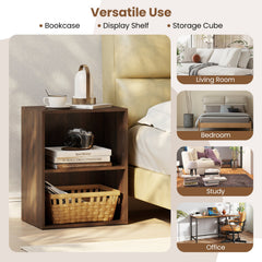2-Cube Bookcase Floor Standing Open Bookshelf with 5-Position Adjustable Shelf-Dark Walnut