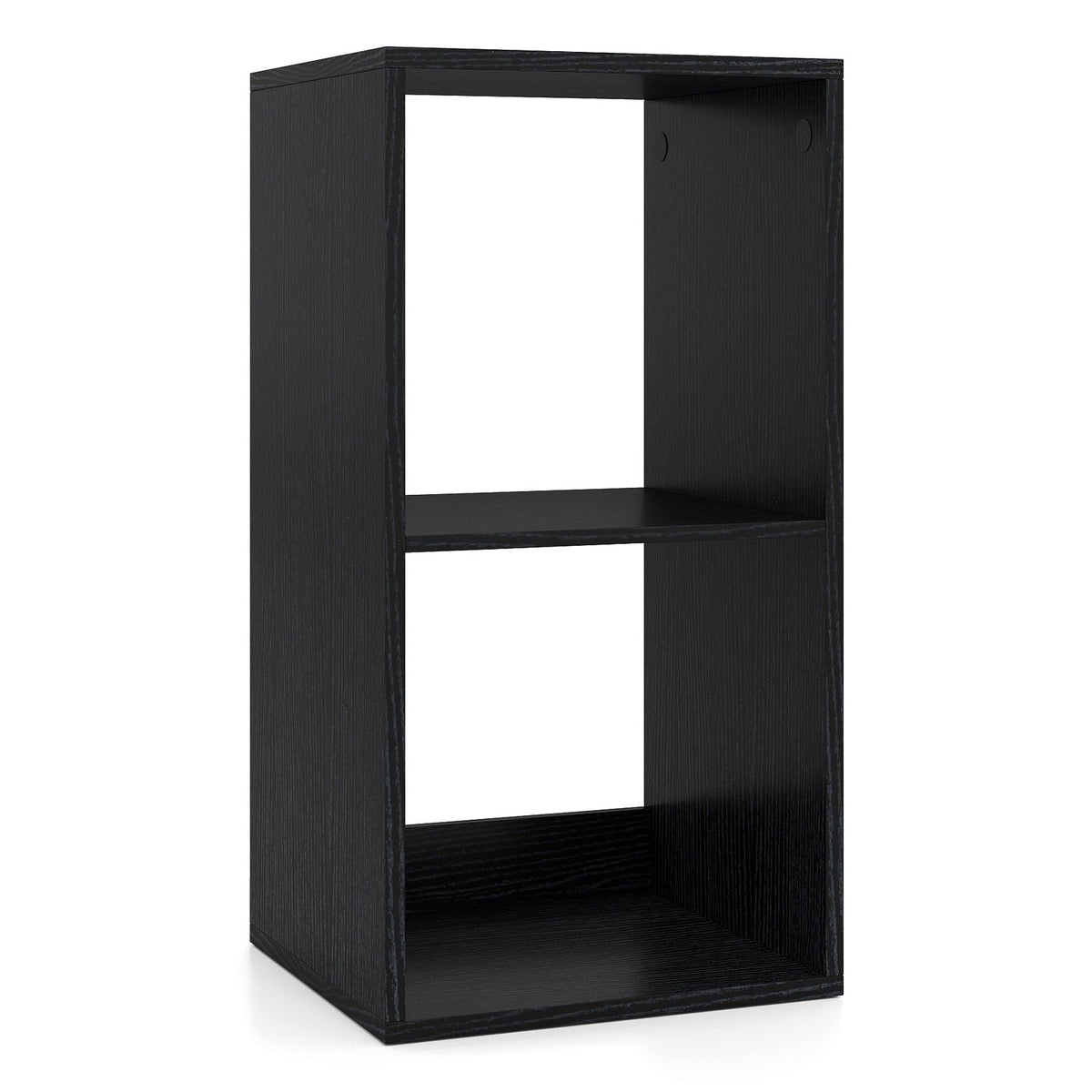 2 Cube Bookshelf with Back Guardrail for Living Room Bedroom-Black