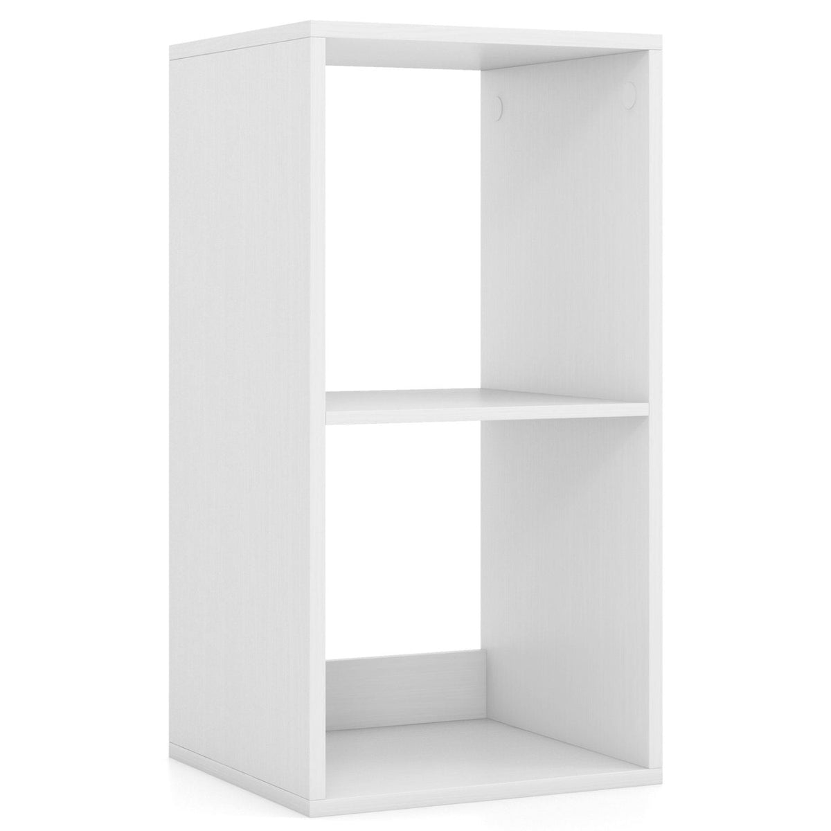 2 Cube Bookshelf with Back Guardrail for Living Room Bedroom-White