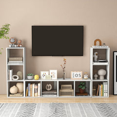 2 Cube Bookshelf with Back Guardrail for Living Room Bedroom-White