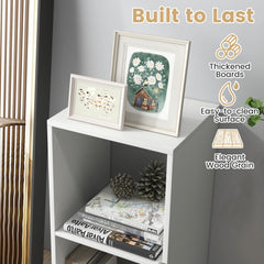 2 Cube Bookshelf with Back Guardrail for Living Room Bedroom-White
