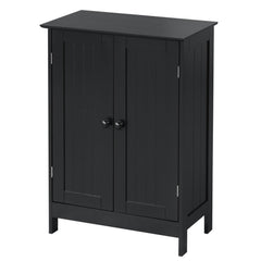 2-Door Freee-Standing Bathroom Cabinet with Shelf-Black