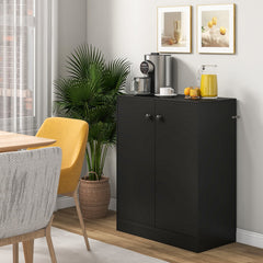 2-Door Modern Floor Storage Cabinet with 3-Tier Shelf-Black