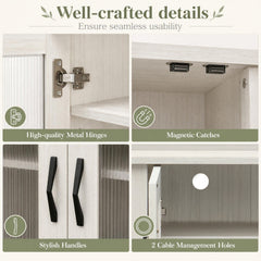 2-Door Shoe Cabinet with Removable Shelves Wooden Shoe Storage Organizer-White