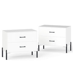 2-Drawer Dresser Modern Wooden Nightstand Set of 2-White