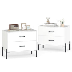 2-Drawer Dresser Modern Wooden Nightstand Set of 2-White
