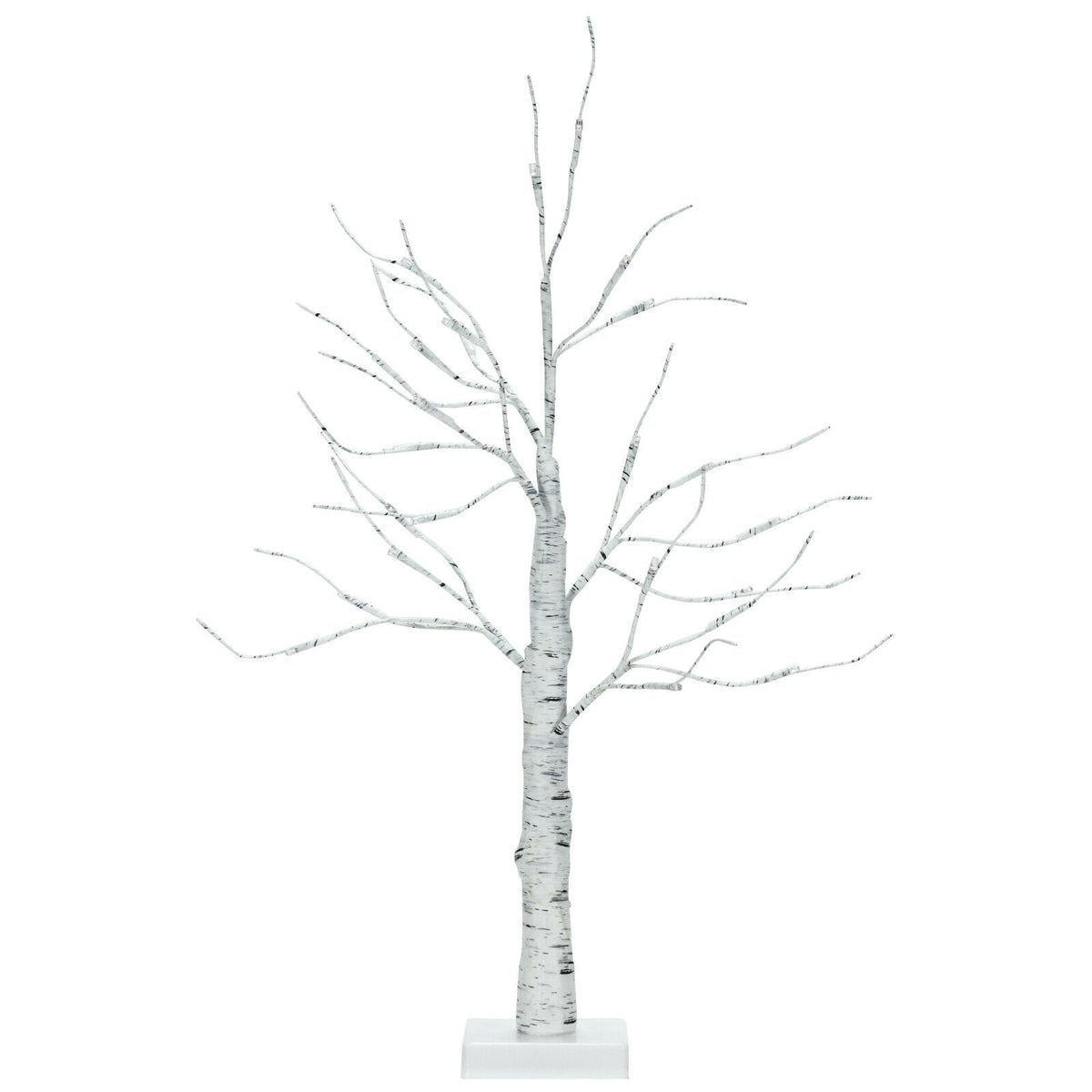 2 FT Pre-Lit White Birch Twig Tree with 24 Warm White LEDs, Battery Powered Tabletop Decor