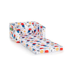 2 in 1 Convertible Kids Sofa in Velvet, White Space Dino Print