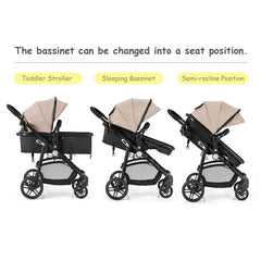 2 in 1 Foldable Pushchair Newborn Infant Baby Stroller-Coffee