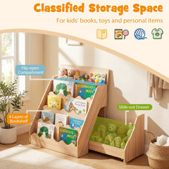 2-In-1 Kids Bookshelf & Toy Storage Organizer-Natural