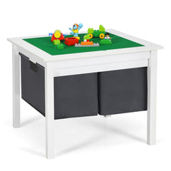 2 in 1 Kids Double Sided Activity Block Table with 2 Storage Drawers, White