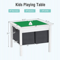 2 in 1 Kids Double Sided Activity Block Table with 2 Storage Drawers, White