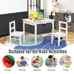 2 in 1 Kids Double Sided Activity Block Table with 2 Storage Drawers, White