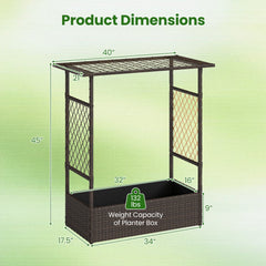 2-in-1 Raised Garden Bed with Hanging Roof and Trellises-Brown