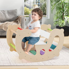 2-in-1 Rocking Horse Arch for Kids Montessori Climbing Toys with Arch Climber-Multicolor