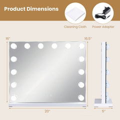 2-in-1 Vanity Mirror with 14 Dimmable LED Bulbs