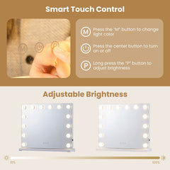 2-in-1 Vanity Mirror with 14 Dimmable LED Bulbs