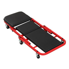 2-in-1 Z-Shaped Rolling Garage Stool 36 inches Folding Flat Automotive Creeper-Red
