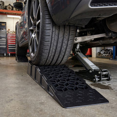 2-Pack 2.5 inches Lift Low Profile Car Ramps 22000 Lbs GVW Capacity-Black