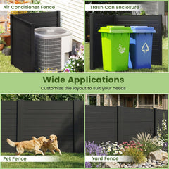 Freestanding 48 x 48 Inch Air Conditioner Fence with Metal Ground Stakes-Black