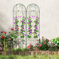 2 Pack 71 x 20 Inch Metal Garden Trellis Rustproof Plant Support for Climbing Plants-Green