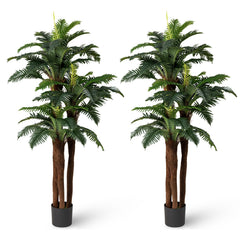 2 Pack Artificial Palm Tree 6.3 ft Tall with Adjustable Leaves