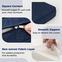 2-Pack Outdoor Patio Cushion Set with Removable Covers-Navy