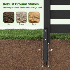 2-Panel Wooden Outdoor Privacy Fence with Ground Stakes-Black