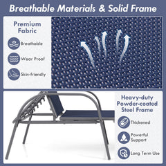 Set of 2 Stackable Patio Chaise Lounge Chairs with 5 Position Backrests, Navy