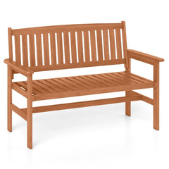 2-Person Patio Loveseat with Slatted Backrest and Comfortable Armrests