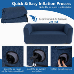 2-Person Portable Blow Up Sofa with Detachable Cover-Blue