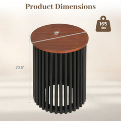 2 Piece Elegant Round Acacia Wood Coffee Table for Living Room and Home Office-Walnut